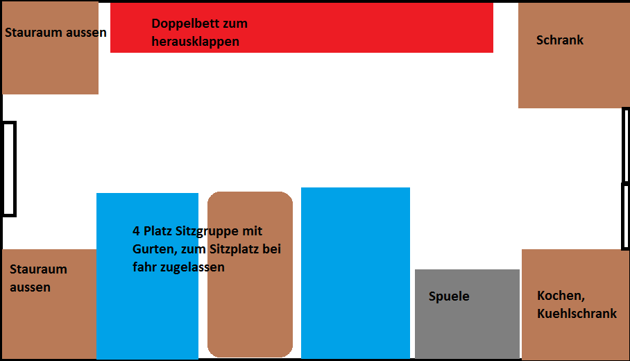 Version mit Klappbett,<br />idee meines Vaters, ich weiss nicht so recht, allerdings waere dann der Durchgan von vorne nach hinten frei.......