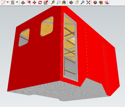 Wohnkabine. SketchUp Skizze (Mit Radkasten, Ohne Anhängergestell)