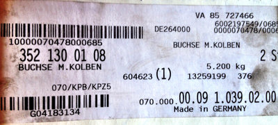 Mercedes Nummer Luftpresserzylinder+Kolben