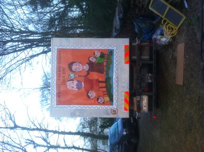 Here is our family drawn on the truck