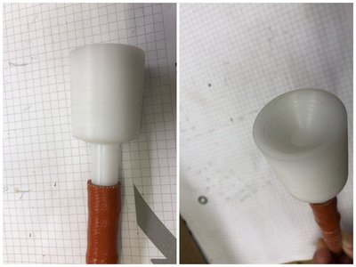 ...wird in den Separator-Auslass eingeklebt, unten auf Tülle gedreht