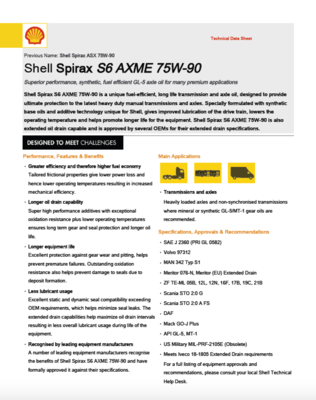 Datenblatt Shell Spirax S6 AXME 75W-90