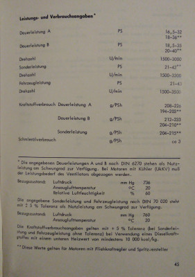 OM636 Leistungs- und Verbrauchsangaben