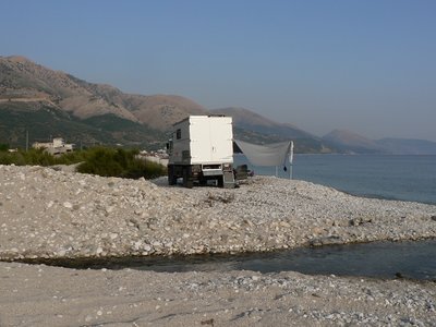 Stellplatz in der Bucht von Borsh