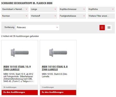 Schrauben nach MB Norm