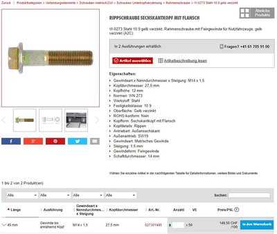 &quot;normale&quot; Rahmenschrauben als Alternative