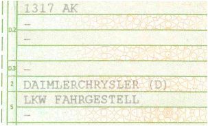 Feld 5: Zulassungsart LKW Fahrgestell