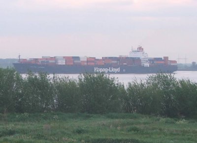 Twielenfleth - Containerschiff sticht in See
